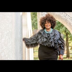 Black elegant ruffle blouse